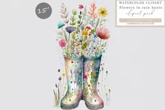 Flowers in rain boots clipart, Rain boots clipart, Product Image 1