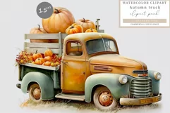 Pumpkin truck clipart, Truck sublimation, Autumn clipart Product Image 1
