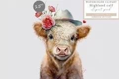 Highland calf clipart, Love clipart, Calf sublimation Product Image 1