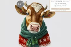 Christmas cow clipart, Christmas sublimation, Cow clipart Product Image 1