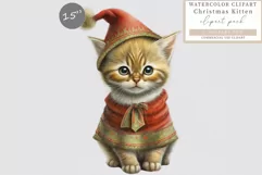 Christmas kitten clipart, Kitten clipart, Christmas clipart Product Image 1