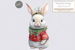 Christmas bunny clipart, Bunny sublimation, Sublimation Product Image 1