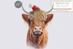 Highland cow clipart, Christmas clipart Product Image 1