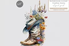 Floral cowboy boots clipart, Boots clipart, Cowboy boots Product Image 1