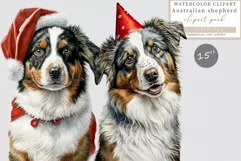 Australian shepherd clipart, Dog clipart, Christmas clipart Product Image 1