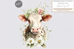 Floral cow clipart, Cow clipart, Spring clipart Product Image 1