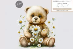 Teddy bear clipart, Daisy clipart, Toy clipart Product Image 1
