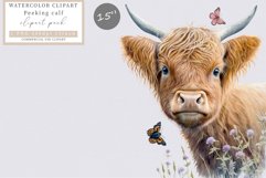 Peeking calf clipart, Highland calf clipart Product Image 1