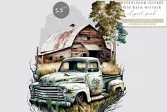 Old rustic truck clipart, Truck sublimation, Old barn Product Image 1
