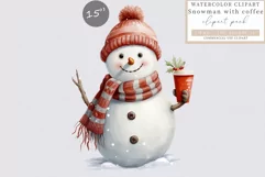 Snowman with coffee clipart, Christmas clipart Product Image 1