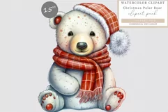 Polar bear clipart, Christmas clipart, Winter sublimation Product Image 1