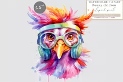 Chicken clipart, Funny chicken clipart, Watercolor clipart Product Image 1