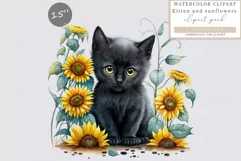 KiBlack kitten clipart, Summer clipart, Autumn clipart Product Image 1