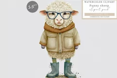 Funny sheep clipart, Sheep clipart, Animals sublimation Product Image 1