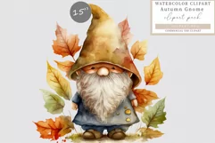 Autumn clipart, Gnome clipart, Watercolor clipart Product Image 1