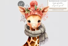 Giraffe clipart, Winter clipart, Watercolor clipart Product Image 1