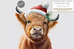 Highland calf clipart, Winter clipart, Christmas sublimation Product Image 1