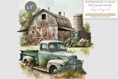 Old barn clipart, Old truck clipart, Summer clipart Product Image 1