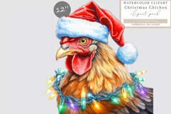 Christmas clipart, Funny chicken clipart, Party clipart Product Image 1