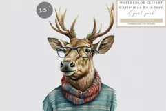 Reindeer clipart, Christmas clipart, Watercolor Product Image 1