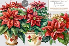 Poinsettia clipart, Christmas clipart, Watercolor clipart Product Image 1