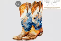 Cowboy boots and hat clipart, Cowboy boots sclipart Product Image 1