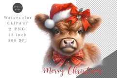 Highland cow Png, Christmas clipart, Winter clipart Product Image 1