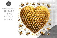 Honeycomb clipart, Heart clipart, Spring clipart, Watercolor Product Image 1