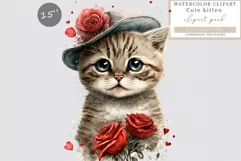 Kitten clipart, Birthday clipart, Valentine sublimation Product Image 1
