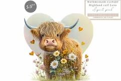 Highland calf clipart, Love clipart, Valentines Day Product Image 1