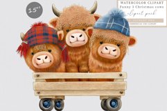 Funny 3 Christmas cows clipart, Christmas sublimation, Product Image 1