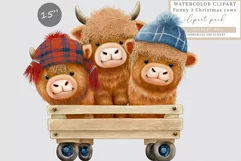Funny 3 Christmas cows clipart, Christmas sublimation, Product Image 1