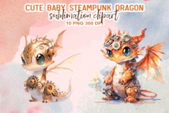 Cute Baby Dragon Watercolor Sublimation Clipart Product Image 2
