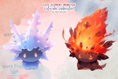 Cute Element Monsters Watercolor Sublimation Clipart Product Image 3
