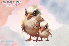 Cute Mom &amp; Baby Fantasy Creature Watercolor Clipart Product Image 3