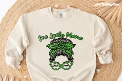 One Lucky Mama Svg, St. Patrick's Day Svg, Messy Bun Mom Svg Product Image 1