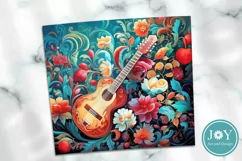 BEAUTIFUL GUITAR AND FLOWERS TUMBLER WRAP SUBLIMATION DESIGN Product Image 3