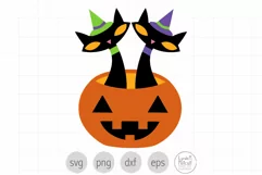 Halloween Black Cats in Pumpkin SVG and Clipart Product Image 1