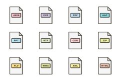 Set Of File Formats Icons Product Image 1