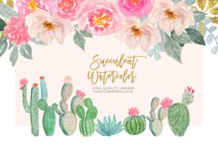 Watercolor cactus floral clip art, greenery cactus clip art Product Image 1