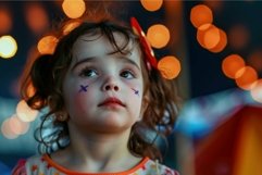 Young child gazes upward, her face illuminated by twilight a Product Image 1