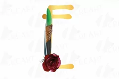 Tribal golden alphabet with feathers clip art, png files Product Image 13