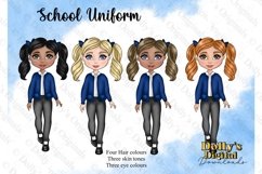 School Girl in Navy and Grey Trousers Character Clipart Product Image 2