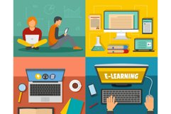 E-learning training banner concept set, flat style Product Image 1