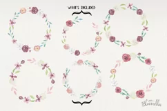 Aubrey 6 Wreaths Watercolor Flowers Pastels Pink Red Leaves Product Image 4