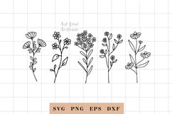 Wildflower svg, floral svg, leaf and stem cut files Product Image 1