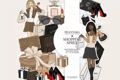 Shopping Girl Watercolor Clipart Product Image 1