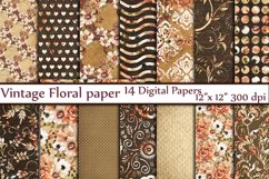 Brown floral digital paper pack Product Image 1