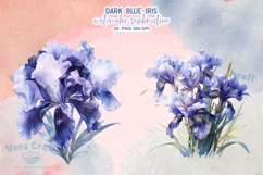 Dark Blue Iris Watercolor Sublimation Clipart Product Image 2