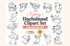Funny Dachshund Clipart SVG PNG Files Dog Cocktail Party. Product Image 1
